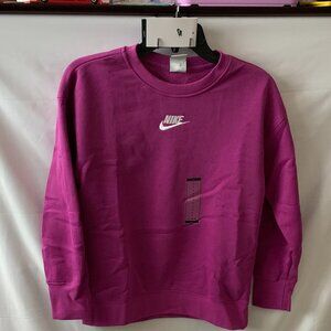 NIKE SPORTSWEAR Kids Club Fleece Line Sweater in Fuchsia Sz LARGE